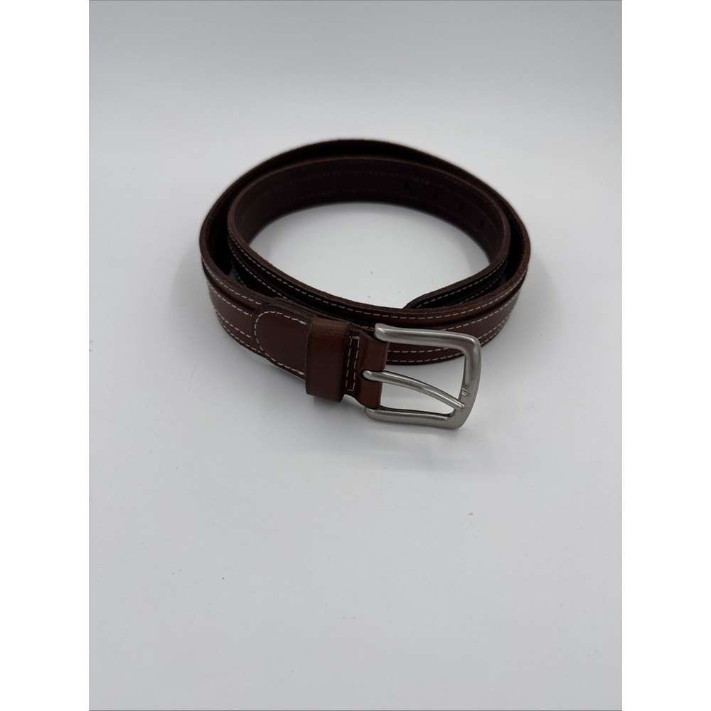 Lucky Brand Men's Genuine Leather Contrast Stitch Belt Brown Leather Sz 38 NWOT